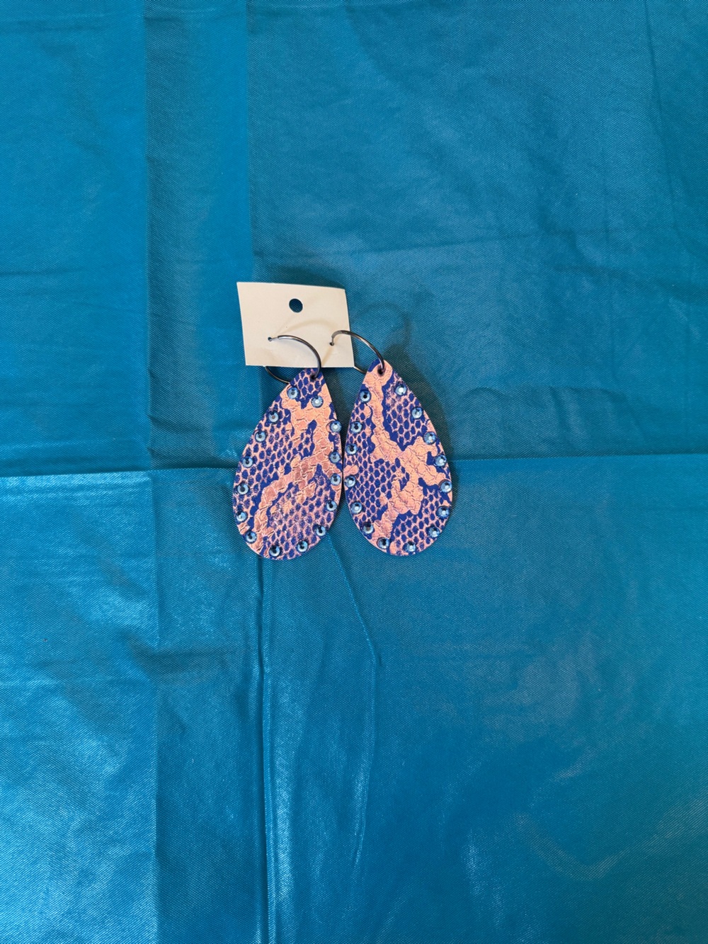 Pink and Blue Snake Print Teardrop Earrings